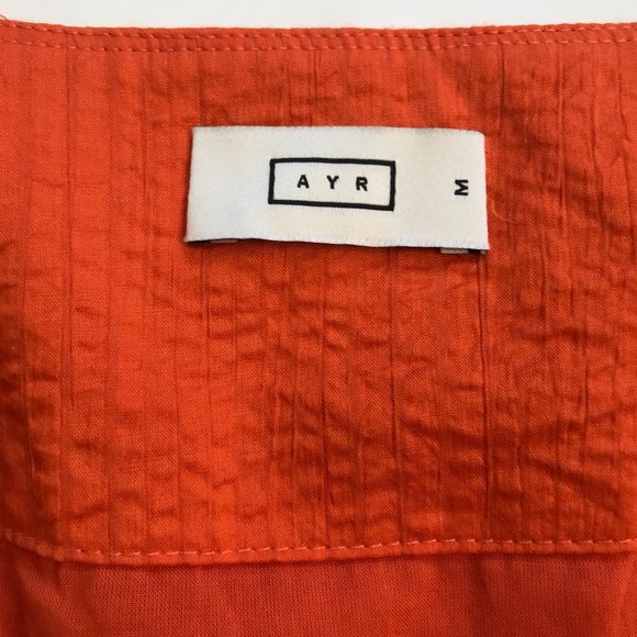 AYR Extra Extra Cotton Poplin Maxi Dress Womens Medium Orange V-Neck Smocked - Picture 5 of 12